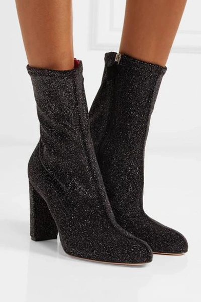 Shop Oscar Tiye Giorgia Glittered Velvet Sock Boots