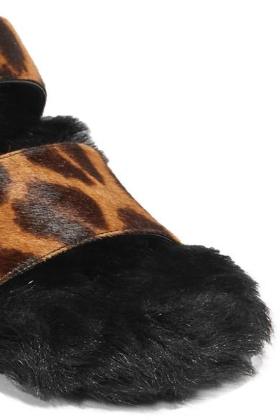 Shop Prada Leopard-print Calf Hair And Shearling Slides In Leopard Print