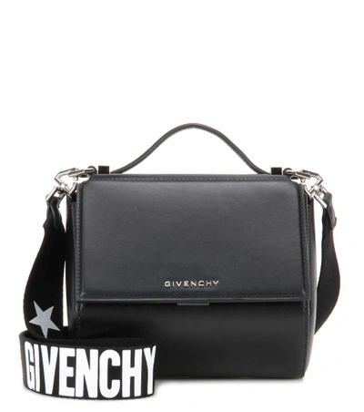 Givenchy Mini Pandora Box Logo Strap Leather Bag In Llack