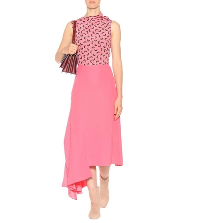 Shop Marni Asymmetric Silk-blend Skirt In Pink