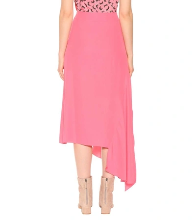 Shop Marni Asymmetric Silk-blend Skirt In Pink