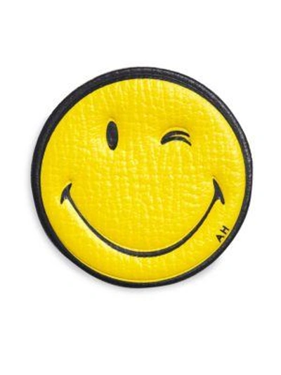 Anya Hindmarch Wink Leather Sticker In Yellow
