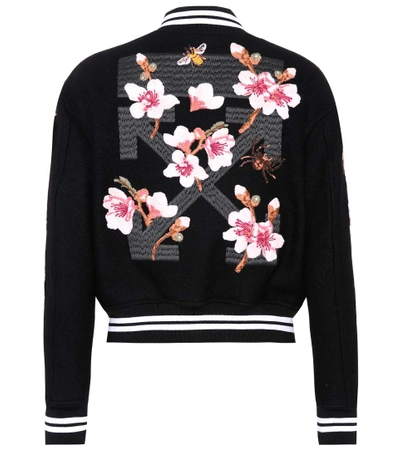 Shop Off-white Embroidered Wool-blend Jacket In Llack Multicolor