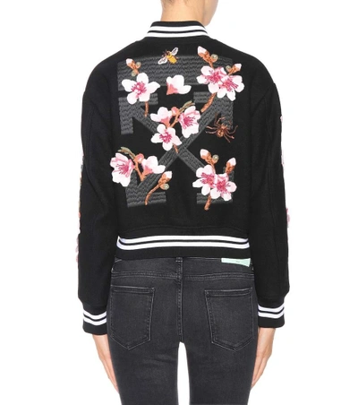 Shop Off-white Embroidered Wool-blend Jacket In Llack Multicolor