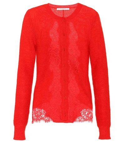 Shop Givenchy Mohair And Wool-blend Cardigan In Red