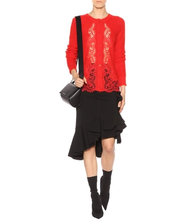 Shop Givenchy Mohair And Wool-blend Cardigan In Red