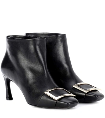 Shop Roger Vivier Trompette Extra Low Leather Ankle Boots In Black