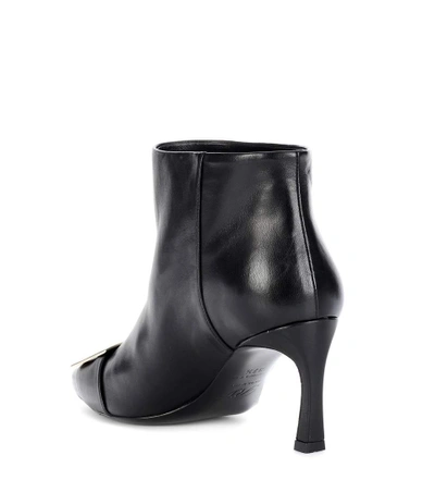 Shop Roger Vivier Trompette Extra Low Leather Ankle Boots In Black