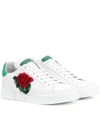 DOLCE & GABBANA EMBELLISHED LEATHER SNEAKERS,P00276022