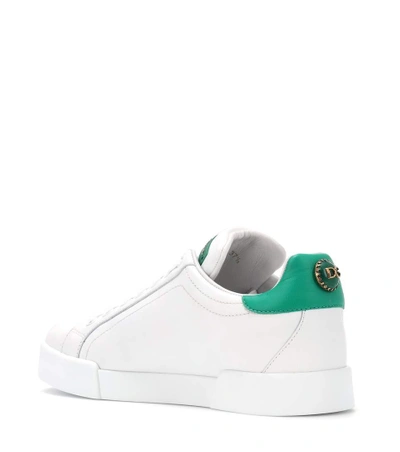 Shop Dolce & Gabbana Embellished Leather Sneakers In White