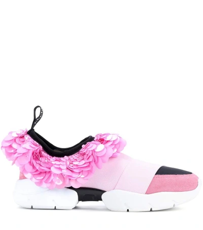 Shop Emilio Pucci Scuba And Suede Sneakers In Peoeia