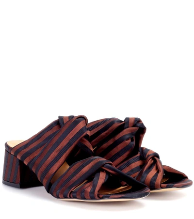 Ganni Amelie Striped Sandals In Llack