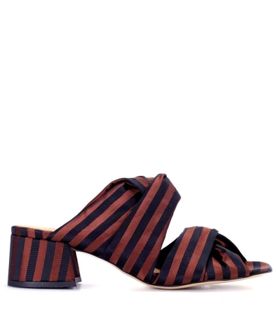 Shop Ganni Amelie Striped Sandals In Llack