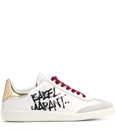 Shop Isabel Marant Bryce Leather And Suede Sneakers In White