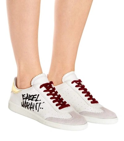 Shop Isabel Marant Bryce Leather And Suede Sneakers In White