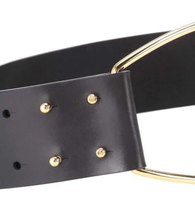 Shop Isabel Marant Chaz Leather Belt In Black
