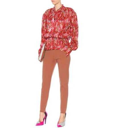 Shop Balenciaga Floral-printed Blouse In Rouge