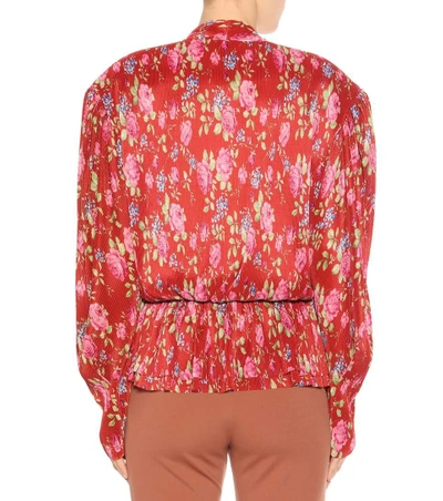 Shop Balenciaga Floral-printed Blouse In Rouge