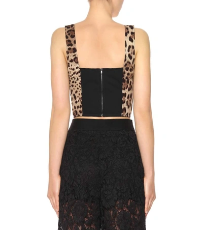 Shop Dolce & Gabbana Leopard-printed Silk Crop Top