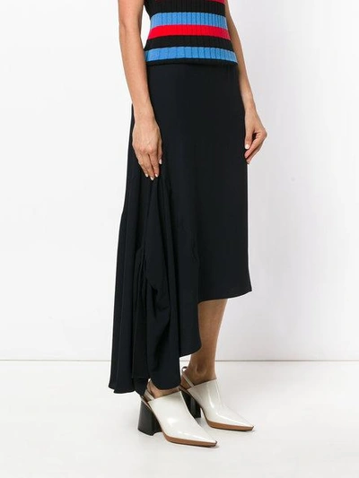 Shop Marni Asymmetric Midi Skirt In Blue