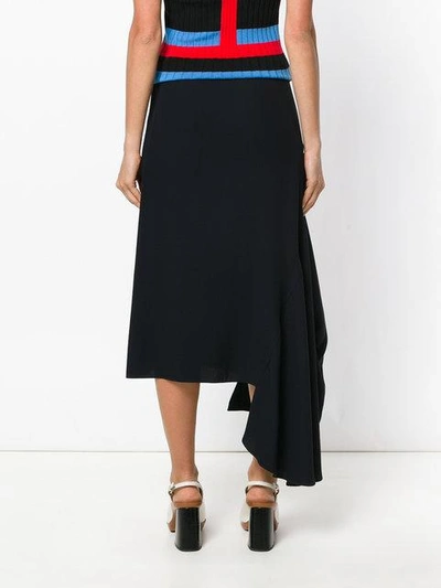 Shop Marni Asymmetric Midi Skirt In Blue