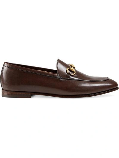 Tidlig skammel overliggende Gucci Jordaan Horsebit-detailed Leather Loafers In Brown | ModeSens
