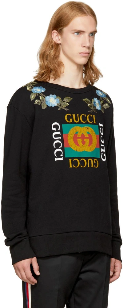 Shop Gucci Black Loved Logo Sweatshirt In 1508 Black/green/red