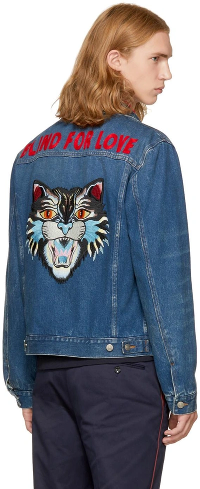 Gucci Denim Jacket With Embroideries In Blue | ModeSens