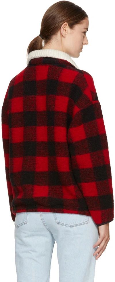 Shop Isabel Marant Étoile Red & Black Gilas Blanket Jacket