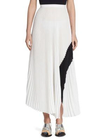 Shop Proenza Schouler Pleated Colorblock Skirt In White