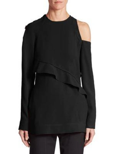 Proenza Schouler Asymmetric Button Detail Top In Black