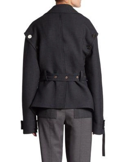 Shop Proenza Schouler Short Asymmetric Coat In Charcoal