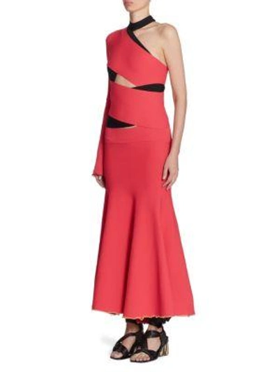 Shop Proenza Schouler One-sleeve Bandage Gown In Pink