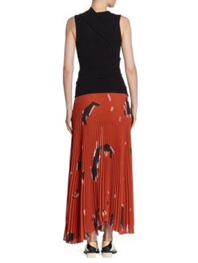 Shop Proenza Schouler Pleated Asymmetric Dress In Terracotta Collage