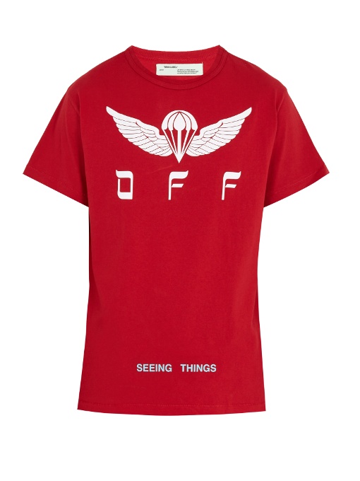 off white tee red