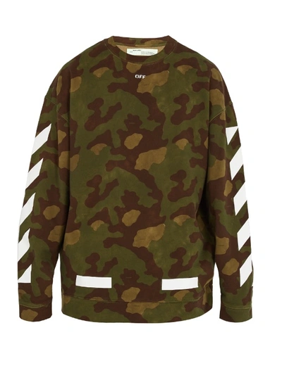 Off-white Arrows Camo Printed Cotton Sweatshirt In Camouflage | ModeSens