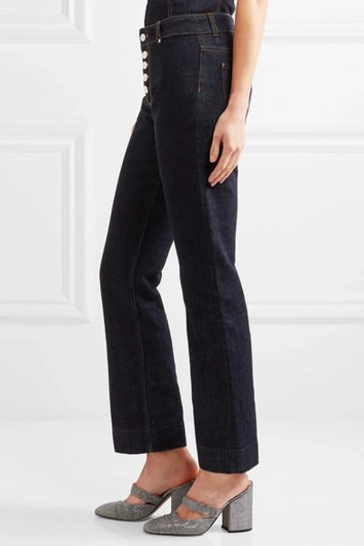 Shop Alexa Chung Mid-rise Straight-leg Jeans In Dark Denim