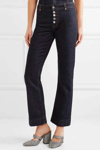 Shop Alexa Chung Mid-rise Straight-leg Jeans In Dark Denim