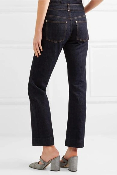 Shop Alexa Chung Mid-rise Straight-leg Jeans In Dark Denim