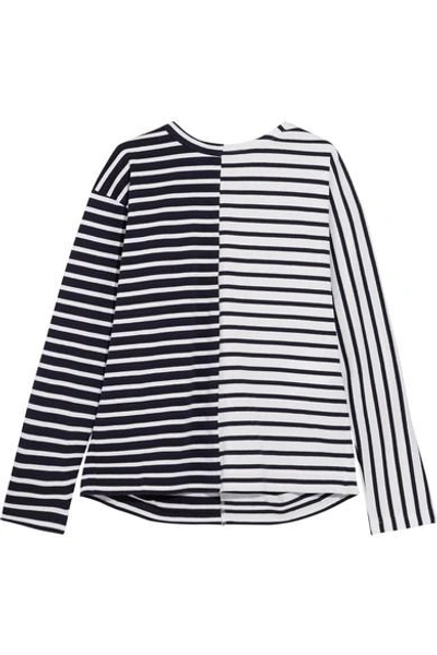 Shop Sacai Dixie Lace-up Striped Cotton-jersey Top