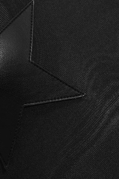 Shop Givenchy Faux Leather-appliquéd Tulle Bodysuit