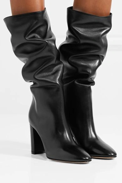 Shop Gianvito Rossi Laura 85 Leather Knee Boots