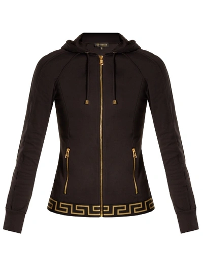 Versace Hooded Zip-through Performance Jacket In Black