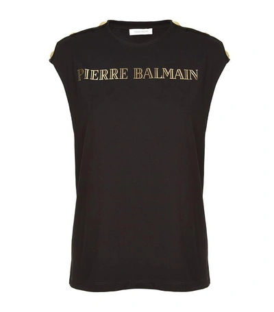 Pierre Balmain Buttoned Shoulder Logo Tank Top In Black
