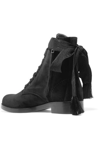 Shop Chloé Harper Velvet Ankle Boots In Black
