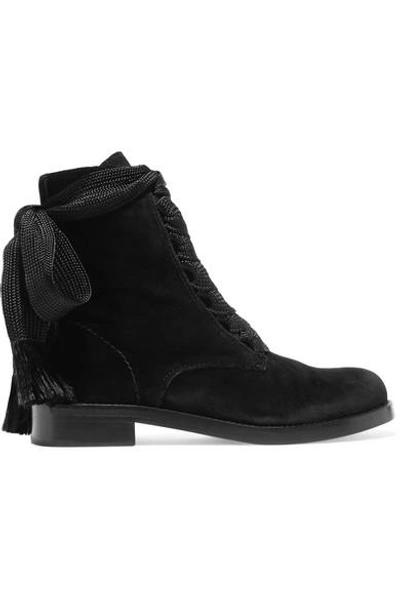 Shop Chloé Harper Velvet Ankle Boots In Black