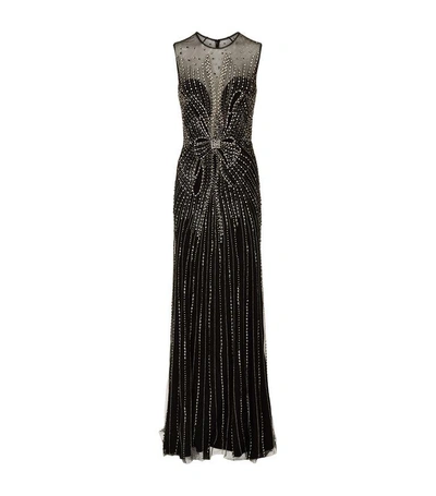Shop Jenny Packham Embellished Bow Gown In Black