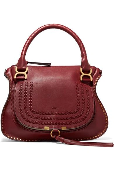 Shop Chloé The Marcie Medium Textured-leather Tote In Burgundy