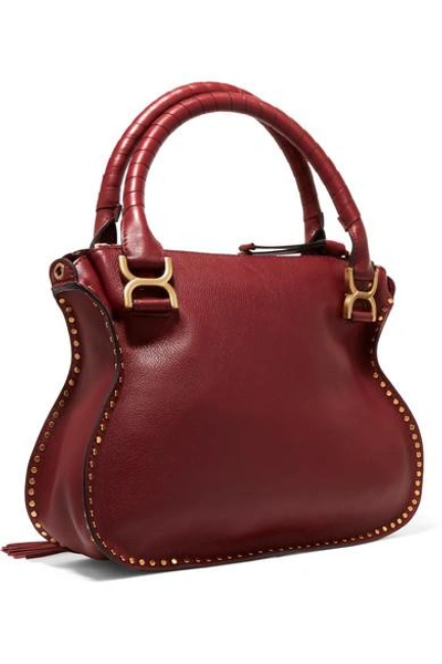 Shop Chloé The Marcie Medium Textured-leather Tote In Burgundy