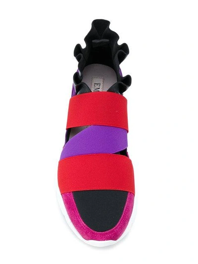 Shop Emilio Pucci Ruffled Slip-on Sneakers - Red